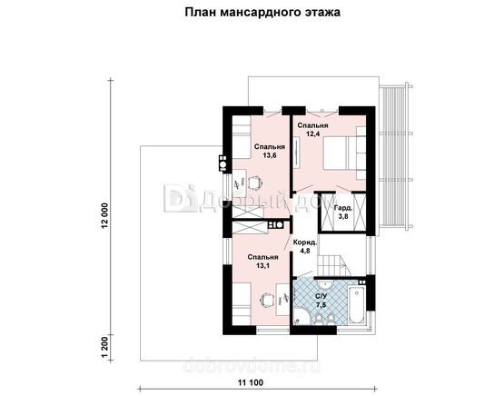 Планировка проекта Проект дома AS-2716 Мансарда