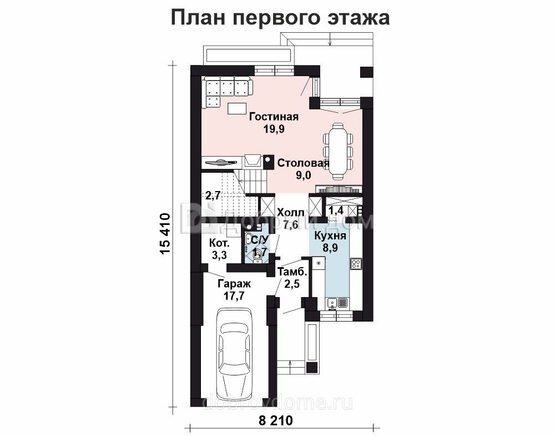 Планировка проекта Проект дома AS-2741 1 этаж 