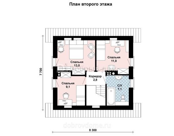 Планировка проекта Проект дома AS-2764 Мансарда