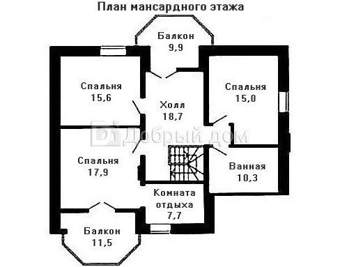 Планировка проекта Проект дома AS-285F Мансарда
