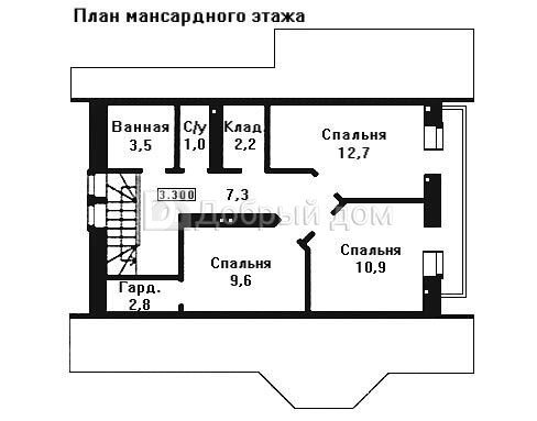 Проект дома AS-339 из кирпича с мансардой и цоколем Мансарда
