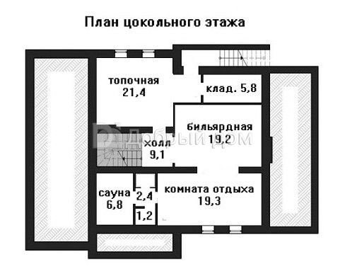 Проект трехэтажного каркасного дома AS-403F с гаражом и террасой Цоколь