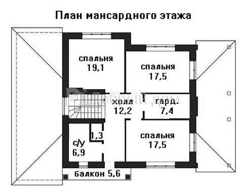 Проект трехэтажного каркасного дома AS-403F с гаражом и террасой Мансарда