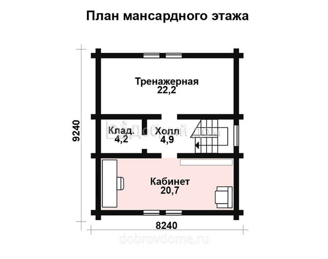 Проект трехэтажного дома AS-459-1 из бревна с гаражом Мансарда