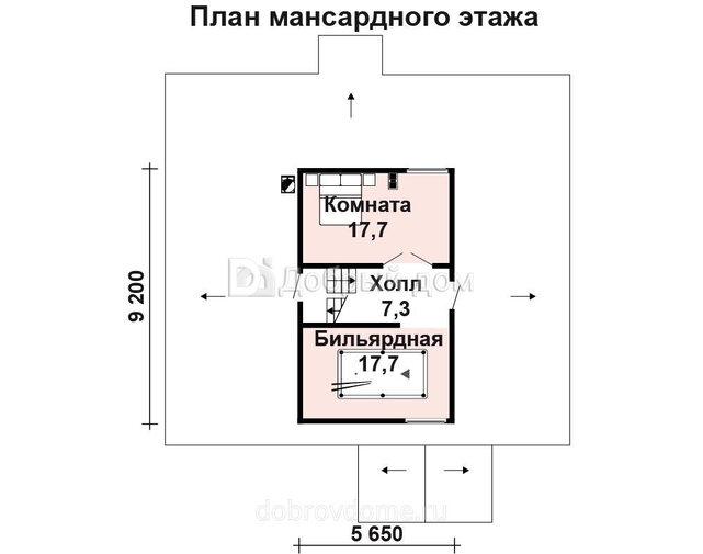 Проект трехэтажного дома из бруса AS-459-2 с гаражом и мансардой Мансарда