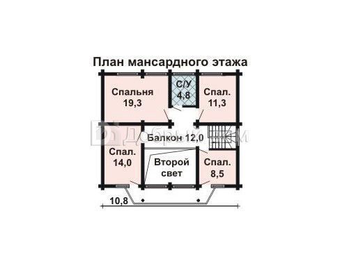 Планировка проекта Проект дома AS-461 Мансарда