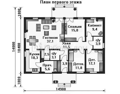 Планировка проекта Проект дома AS-504 1 этаж