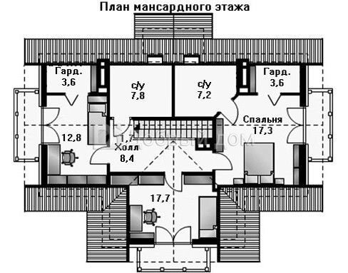 Планировка проекта Проект дома AS-530 Мансарда