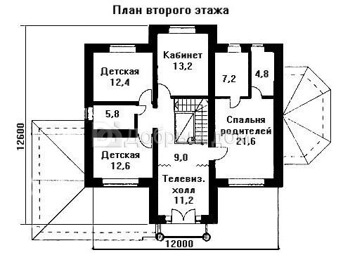 Проект кирпичного трехэтажного дома AS-580 с гаражом на 2 машины 2 этаж