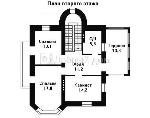 Проект двухэтажного каркасного дома AS-651F с террасой, верандой и эркером 2 этаж