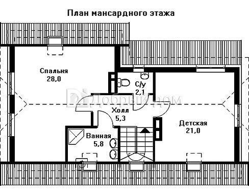 Планировка проекта Проект дома AS-817 Мансарда