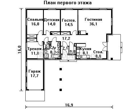 Планировка проекта Проект дома AS-921F 1 этаж
